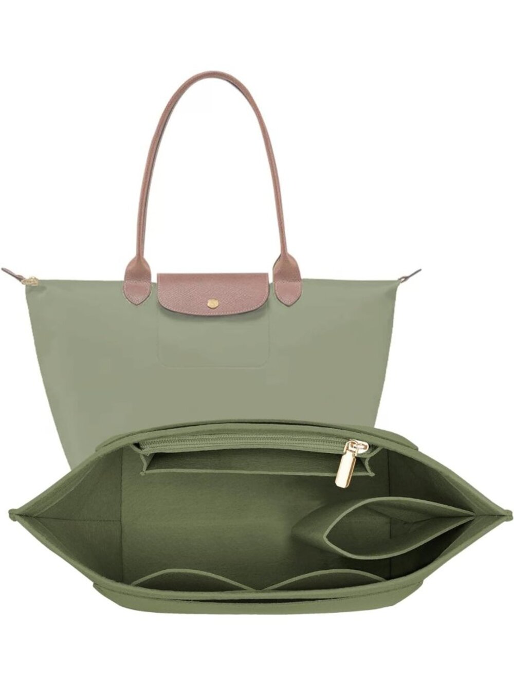 Felt Purse Organizer Insert for Long Handbag - Medium, Forest Green, Stylish